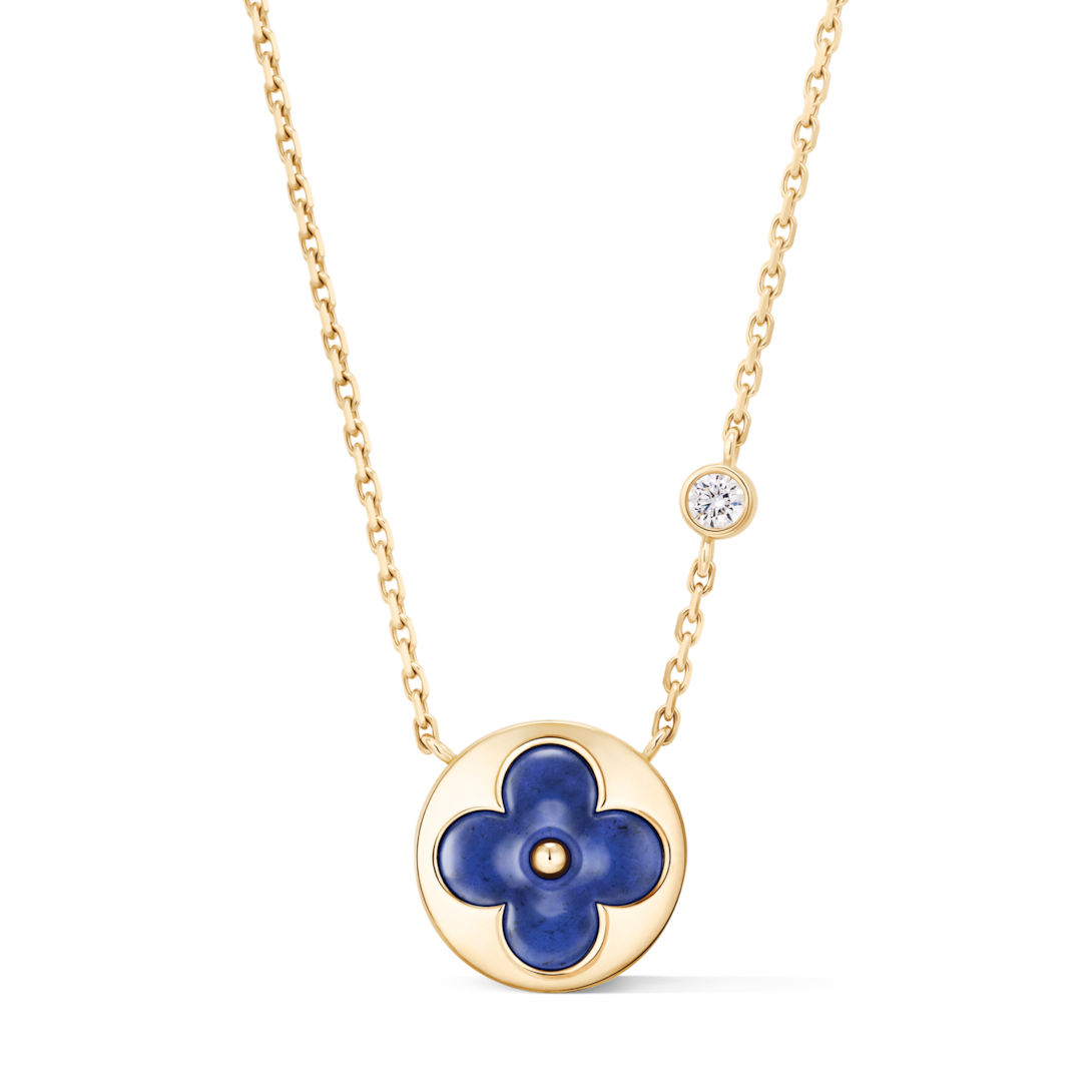 Color Blossom BB Sun Pendant, Yellow Gold, Sodalite and Diamond
